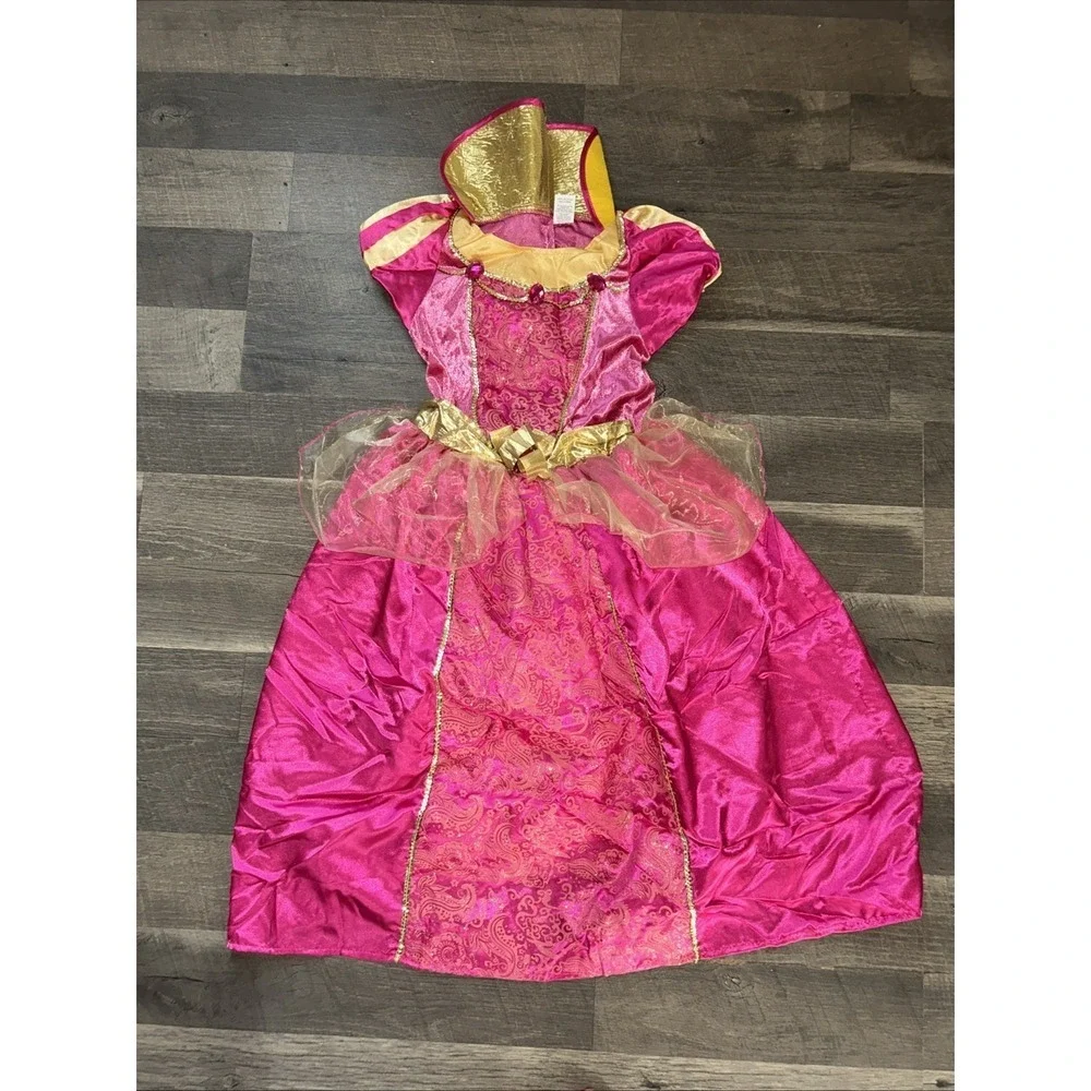Royal Queen Pink Gold Child Halloween Costume Dress‎ L(10-12)